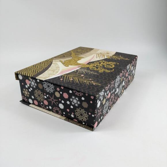 Gold Glitter Reindeer Magnetic Gift Box Winter Punch Studio Holiday 12.5x9x3.5 - Picture 4 of 10